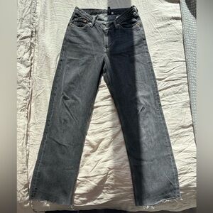 ASOS Weekday Twin Organic Cotton v Front Straight Leg Jeans in Pepper Black